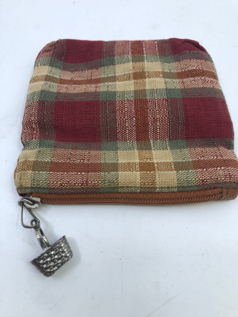 SMALL LONGABERGER PLAID COIN HOLDER W BASKET ZIPPER.