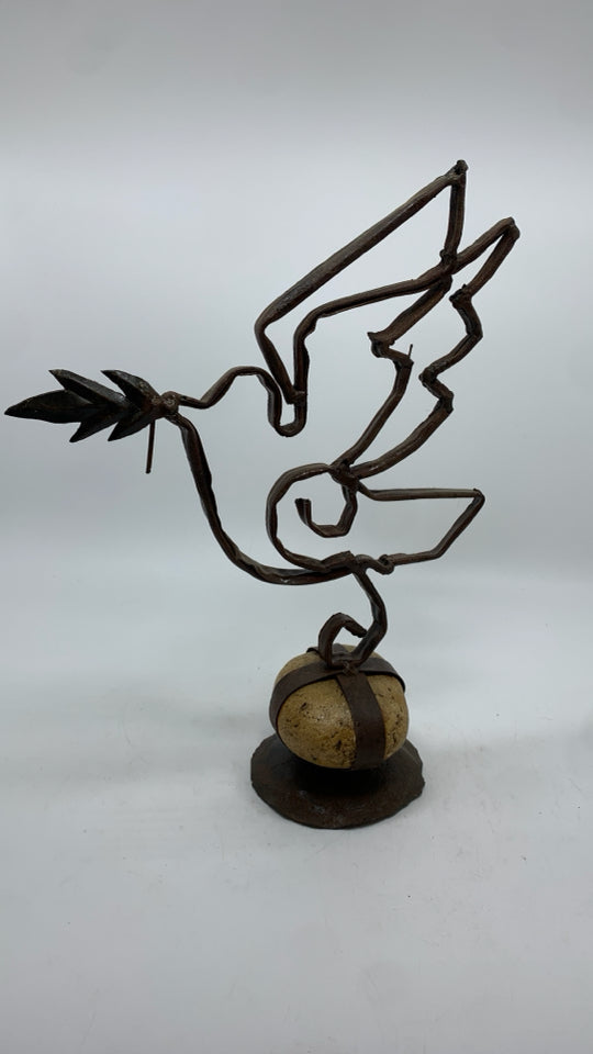 ROCK & BIRD METAL SCULPTURE.