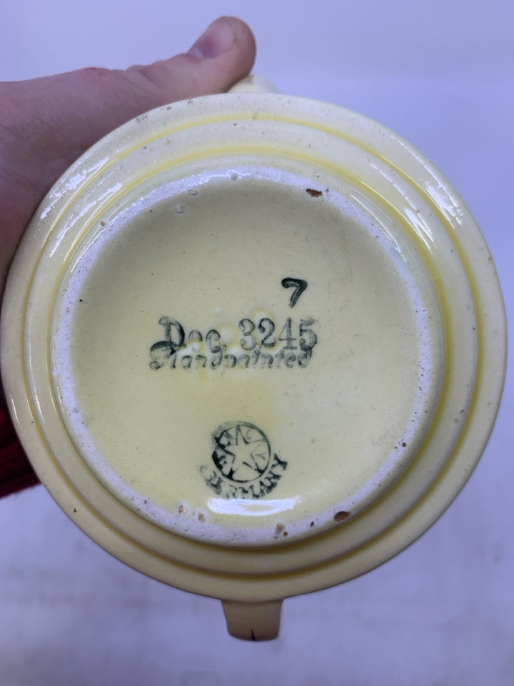 VTG STACKING GERMAN SUGAR/CREAMER W/ COLORFUL STRIPES.