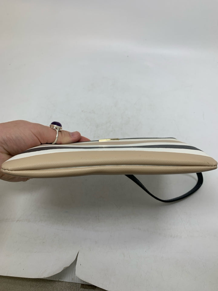 Tan White Black Wristlet