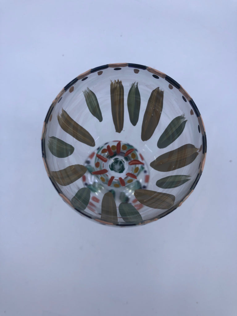4 FLOWER PAINTED WINE GLASSES.