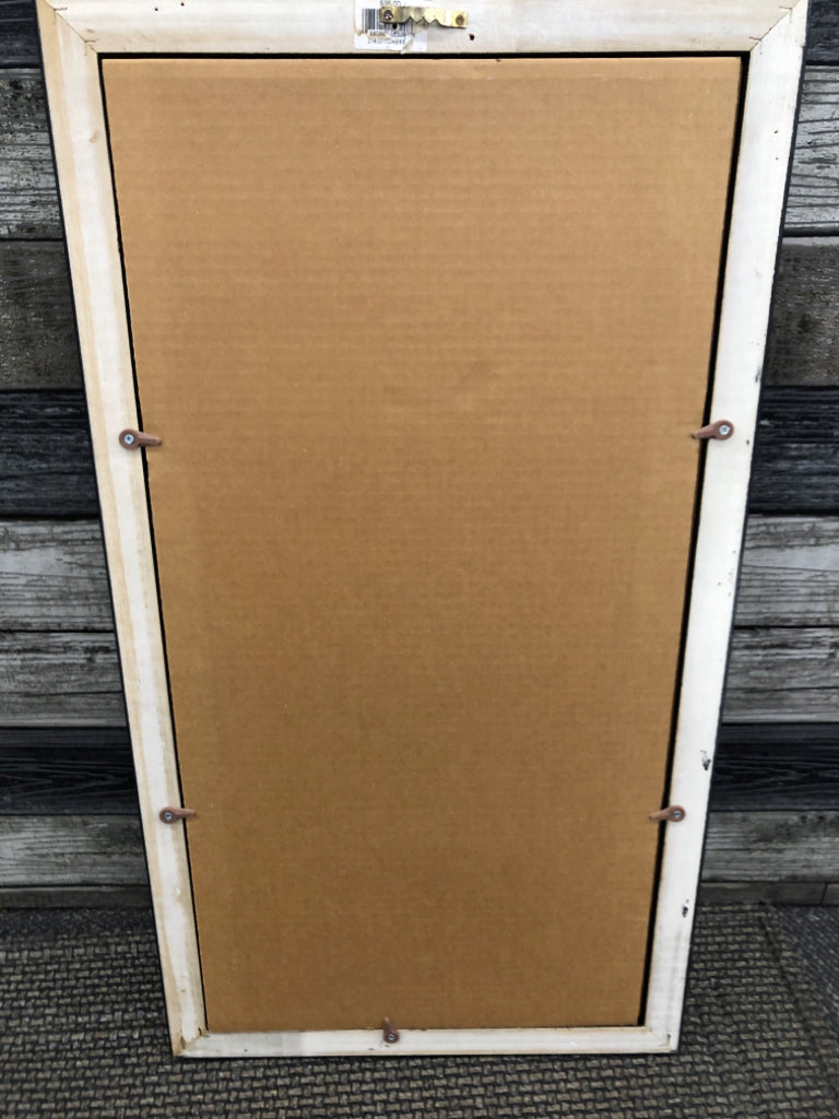 WATERCOLOR BIRDS AND FLOWERS IN BLACK FRAME.