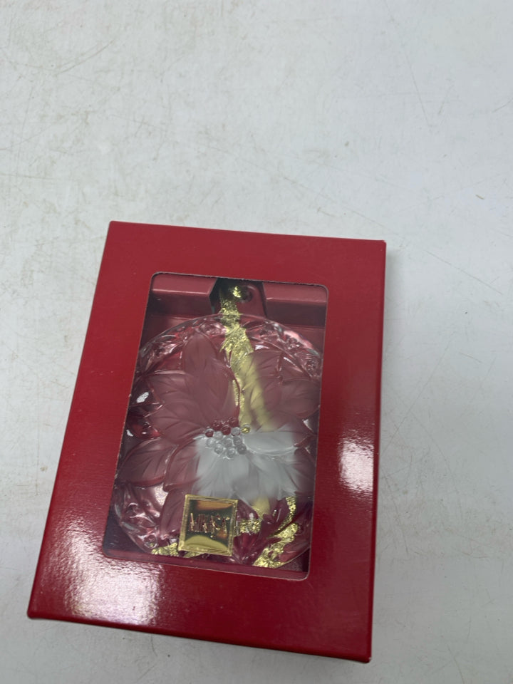NIB MIKASA POINSETTIA CRYSTAL ORNAMENT.