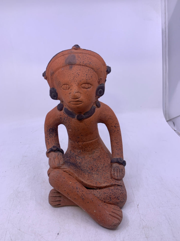 LG CLAY FALK ART MAN SITTING FIGURE.