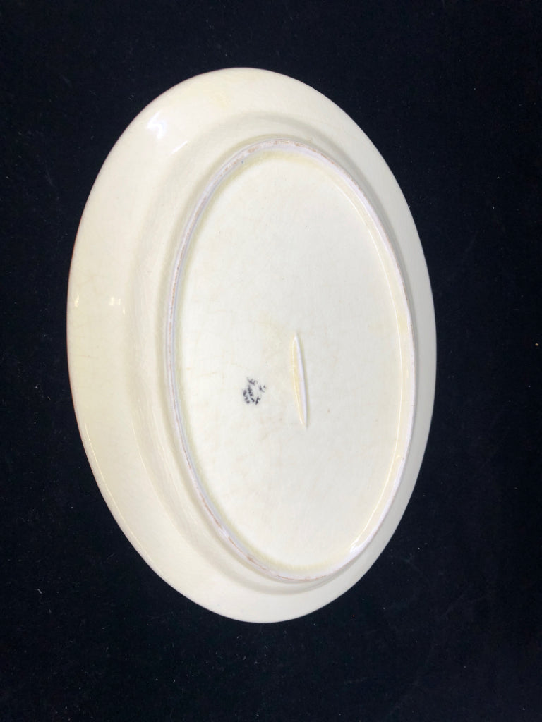 VTG BLUE AND PINK FLORAL OVAL PLATTER- JAPAN.