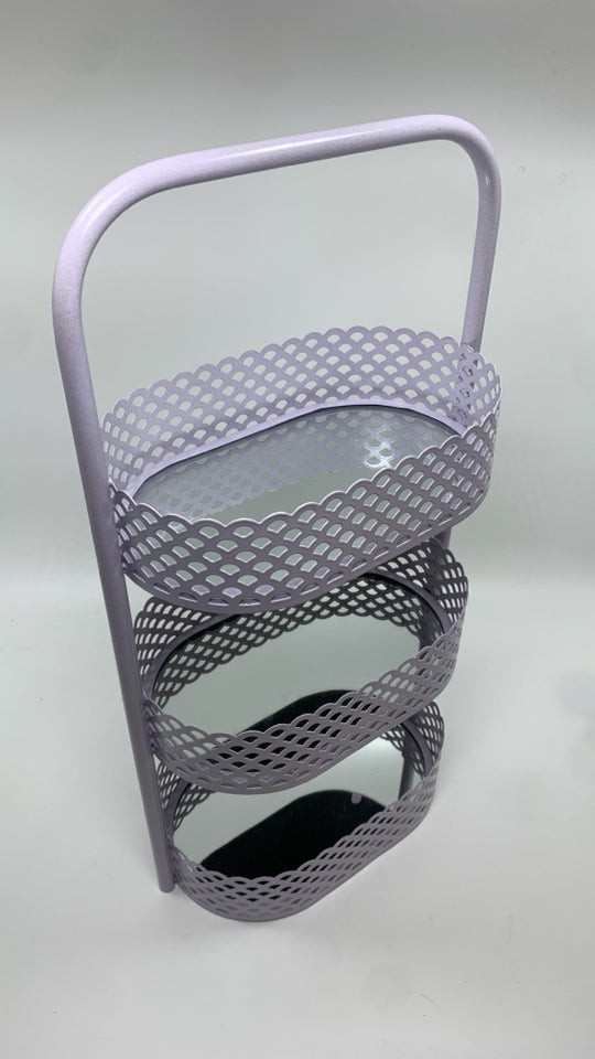 3 TIER PURPLE ORGANIZER W/MIRRORED BOTTOM.