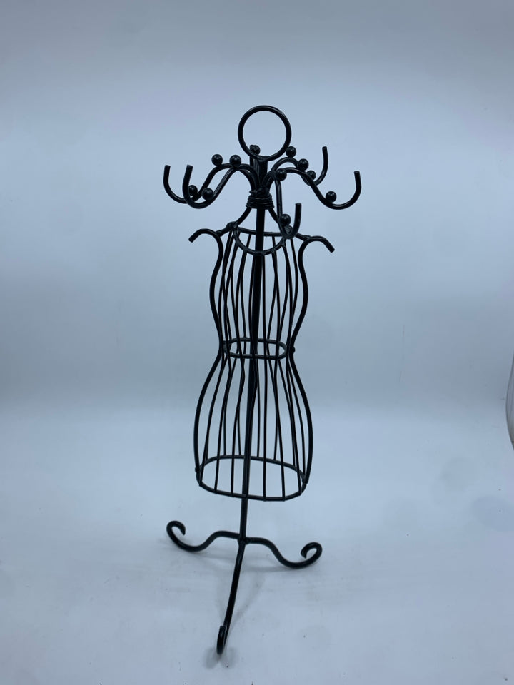BLACK METAL DRESS JEWELRY HOLDER.