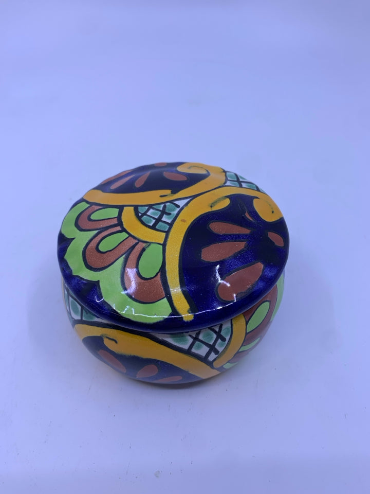 SMALL COLORFUL PAINTED TRINKET BOX.
