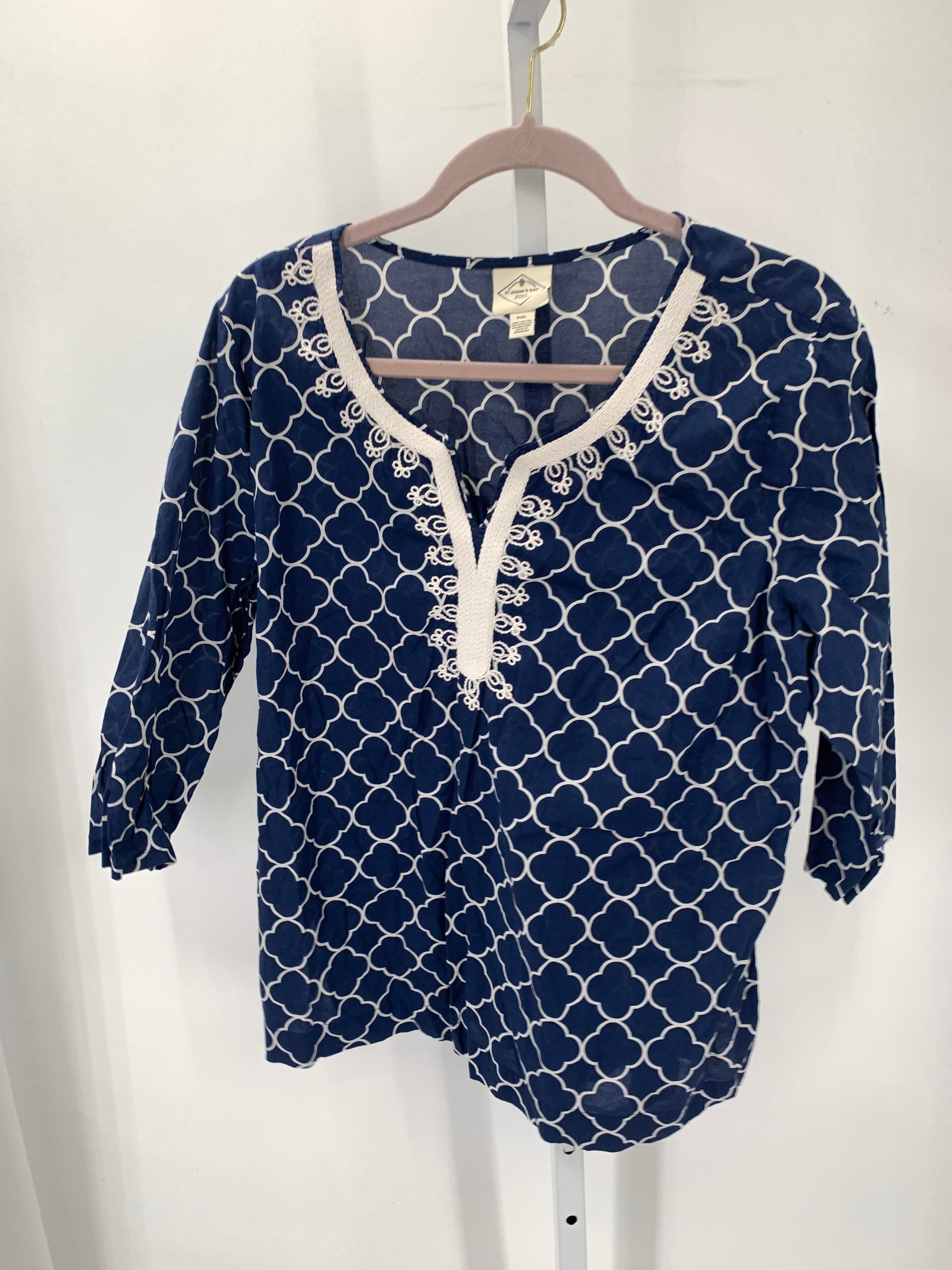 St. Johns Bay Size X Large Petite Petite 3/4 Sleeve Shirt