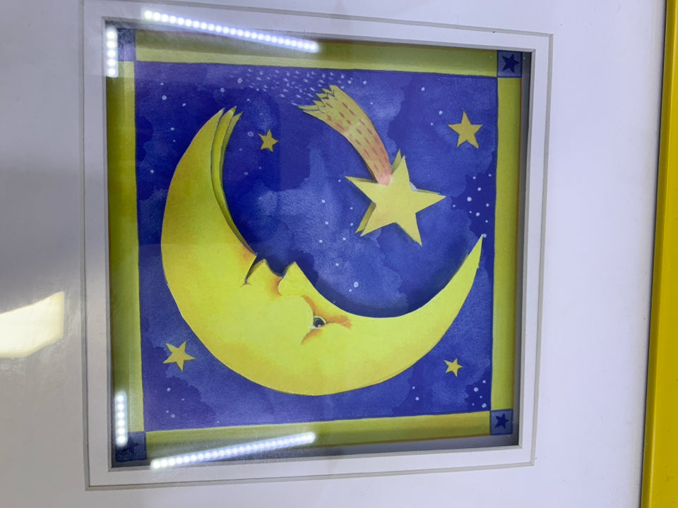 MOON & SHOOTING STAR FRAMED PRINT.