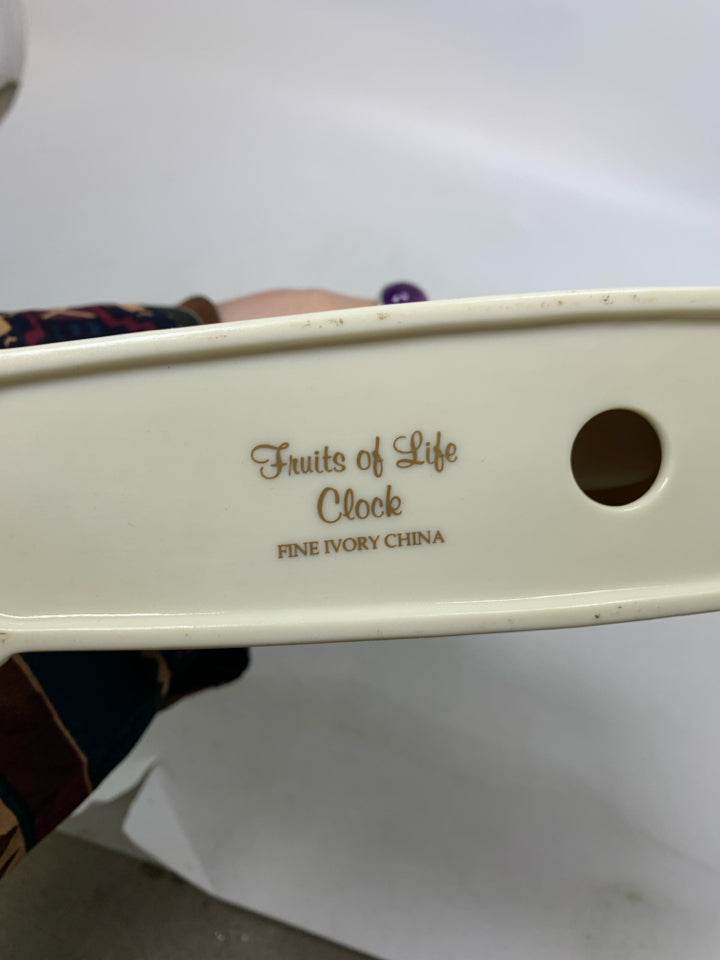 VTG "FRUIT OF LIFE" MANTLE PORCELAIN CLOCK.