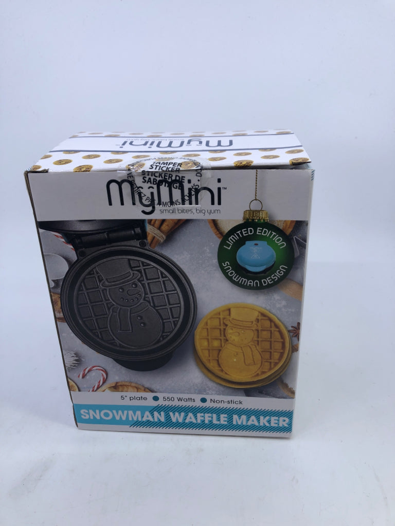 NIB SNOWMAN MINI WAFFLE MAKER.