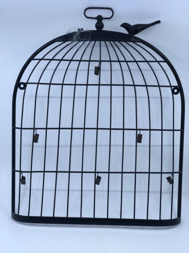 METAL BIRDCAGE WALL HANGING W/CLIPS.