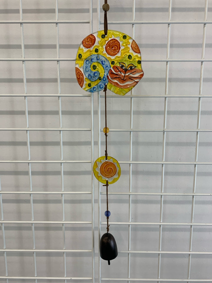 CATS MEOW COLORFUL GLASS WIND-CHIME.