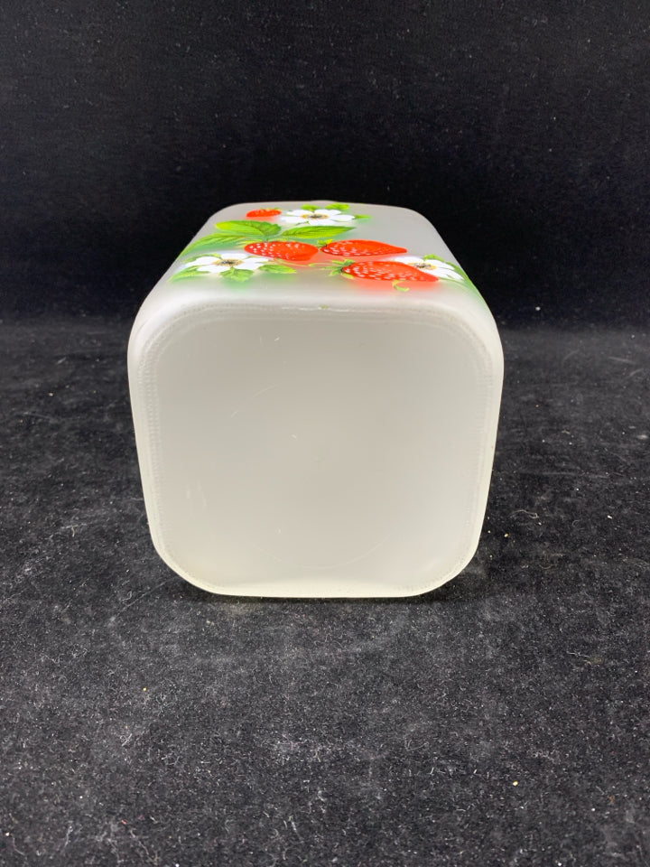 VTG STRAWBERRY FROSTED CANISTER.