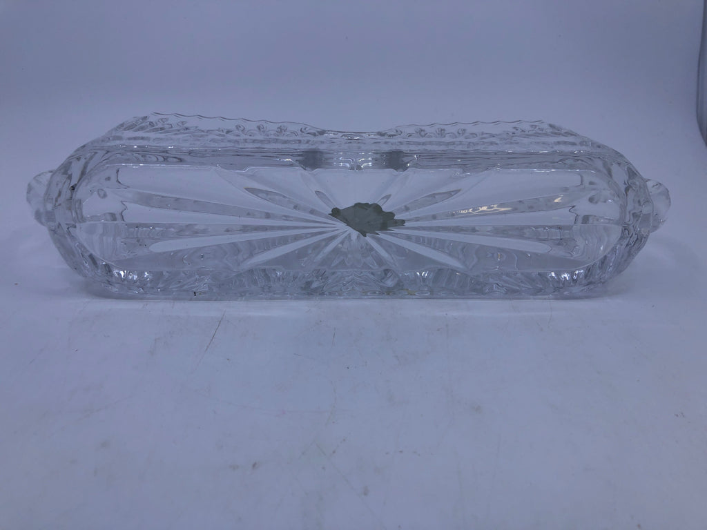NIB CRYSTAL LARGE CUTLERY HOLDER.