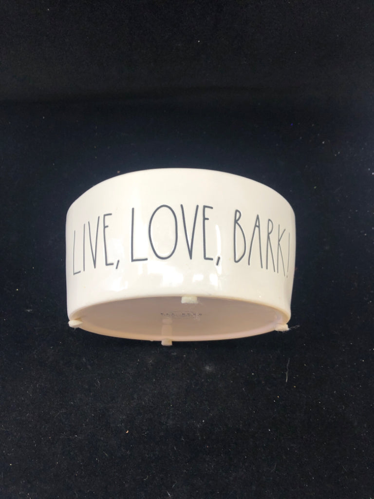 WHITE "LIVE, LOVE, BARK" PET DISH-RAE DUNN.