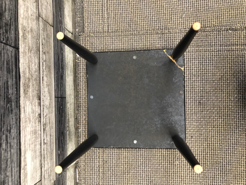 SMALL BLACK W GOLD SCROLL DESIGN TABLE.