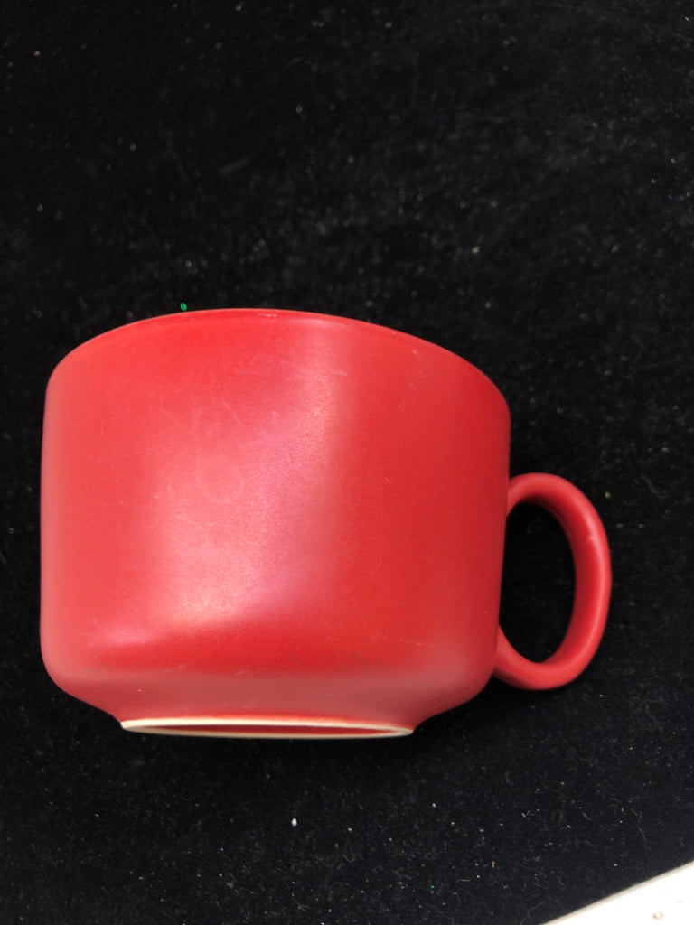 RED SOUP MUG W/ MONOGRAM E.
