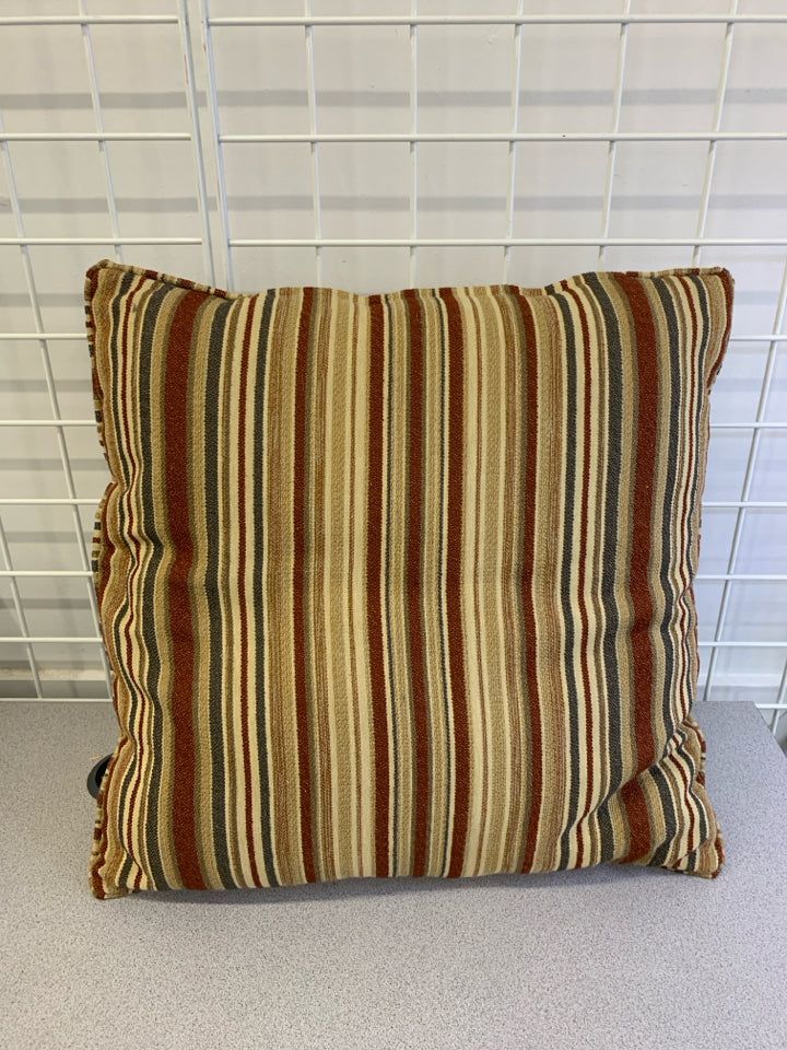 TAN/BROWN STRIPE ACCENT PILLOW.
