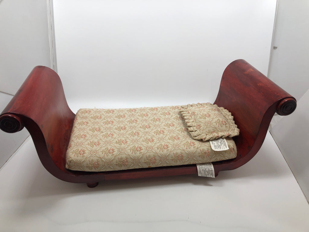 WOODEN DOLLHOUSE SLEIGH BED.