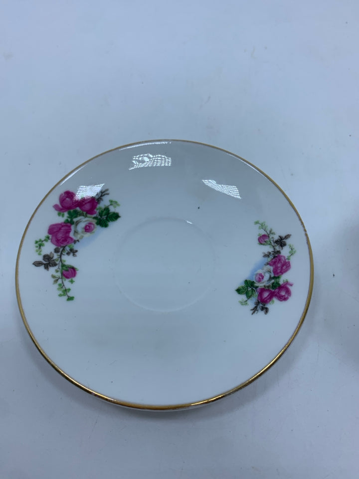 VTG PORCELAIN PINK ROSE TEA CUP/SAUCER.
