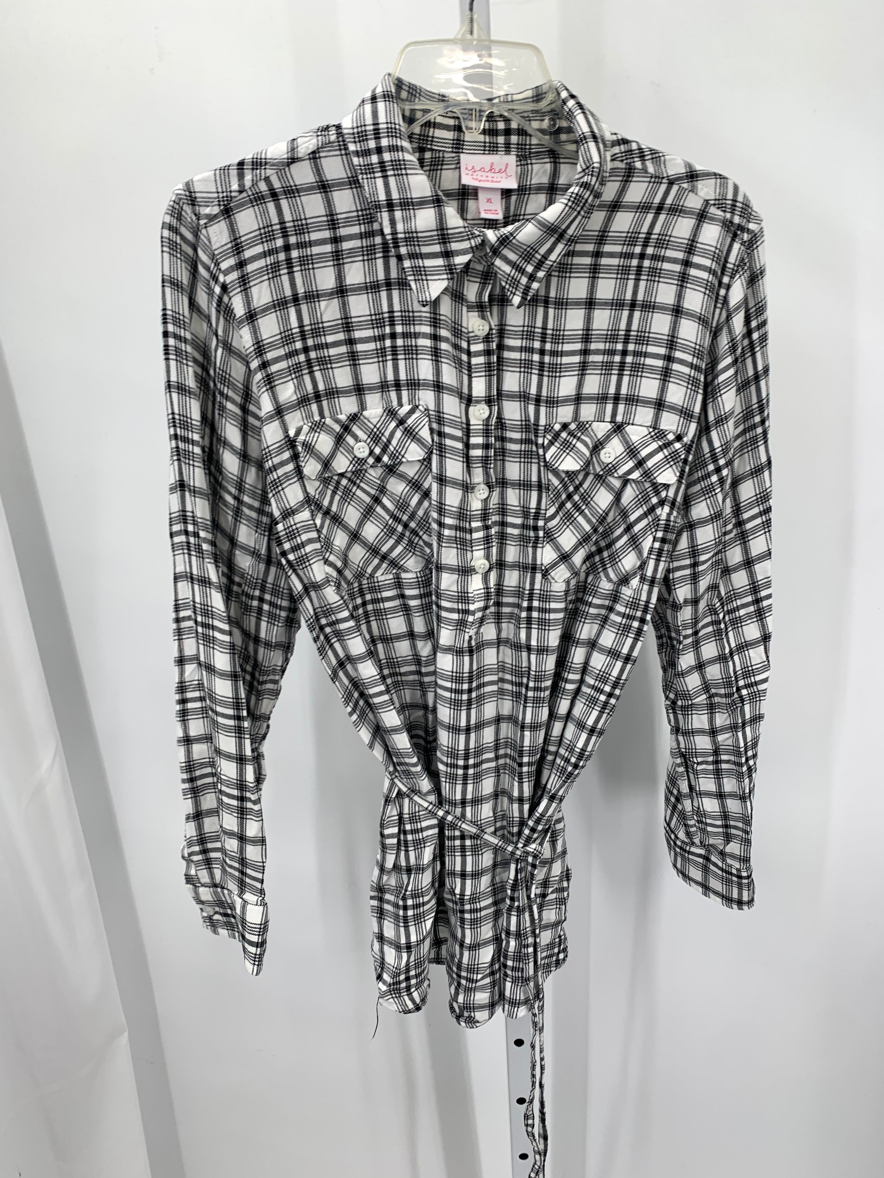 Isabel Blk/Wht Size Extra Large Maternity Long Sleeve Shirt