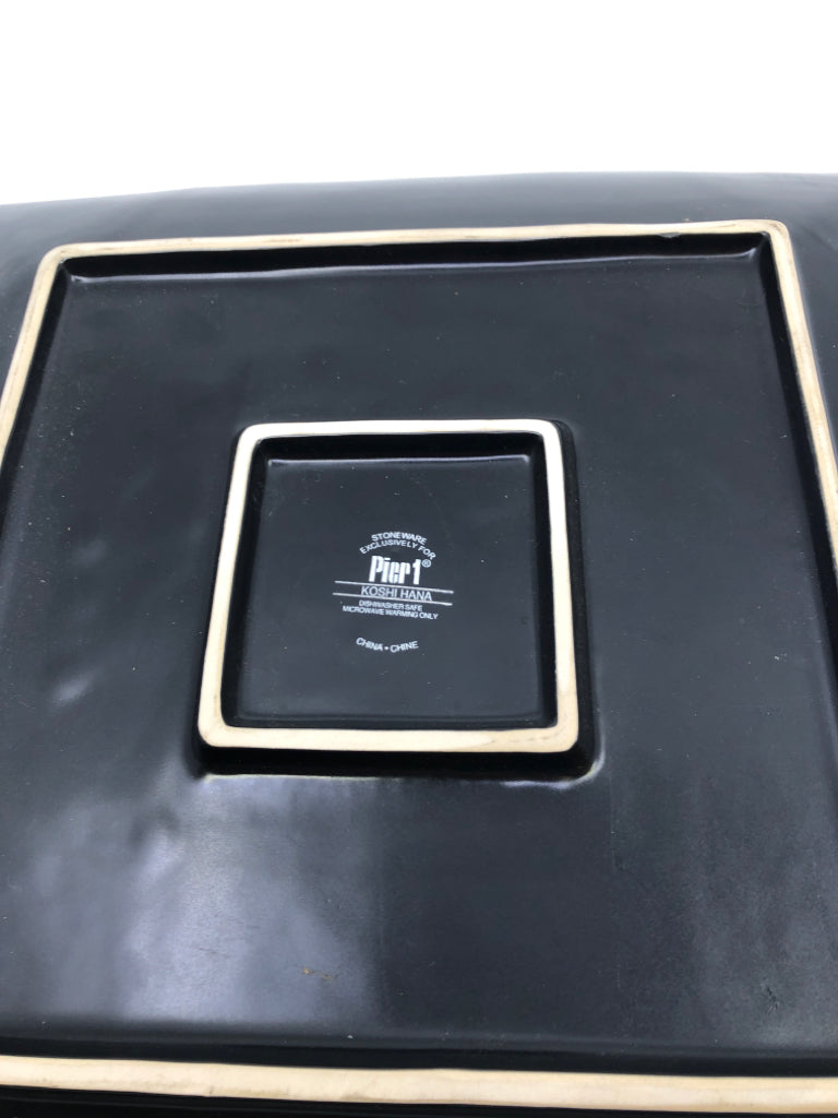 LARGE BROWN FLORAL SQUARE SERVER.