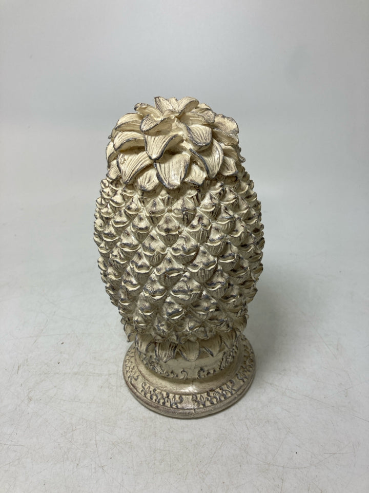 DISTRESSED RESIN PINEAPPLE FIGURE.