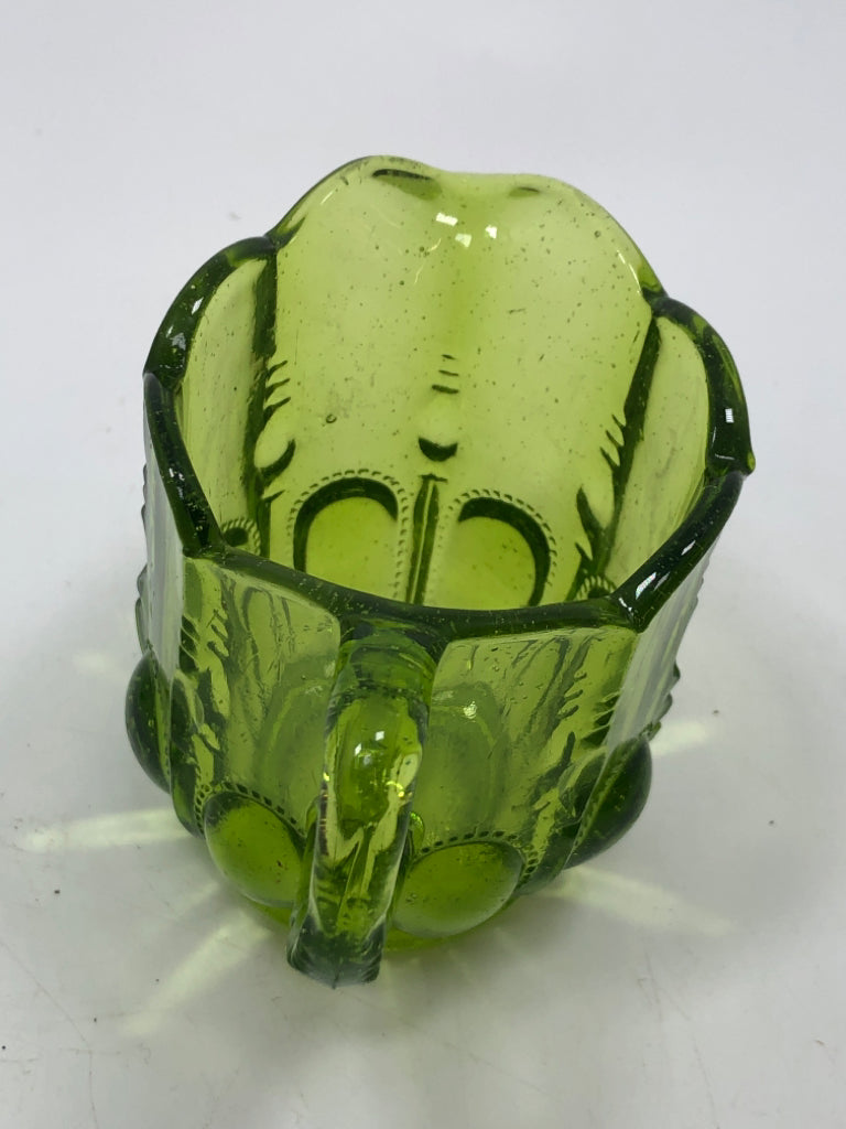VTG GREEN DEPRESSION GLASS CREAMER.
