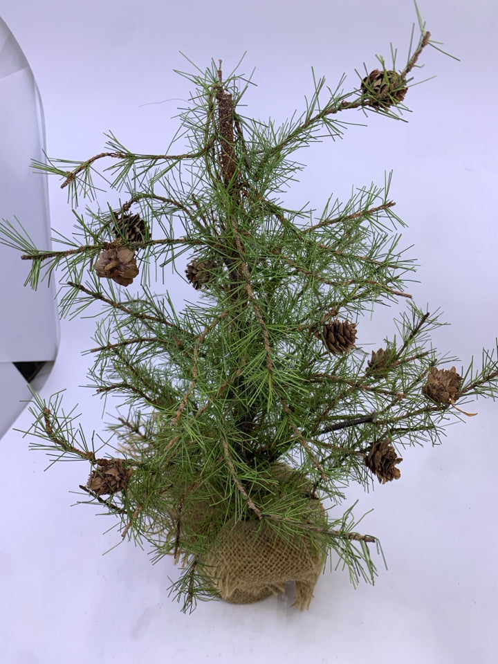 PINECONE FAUX TREE W BURLAP.