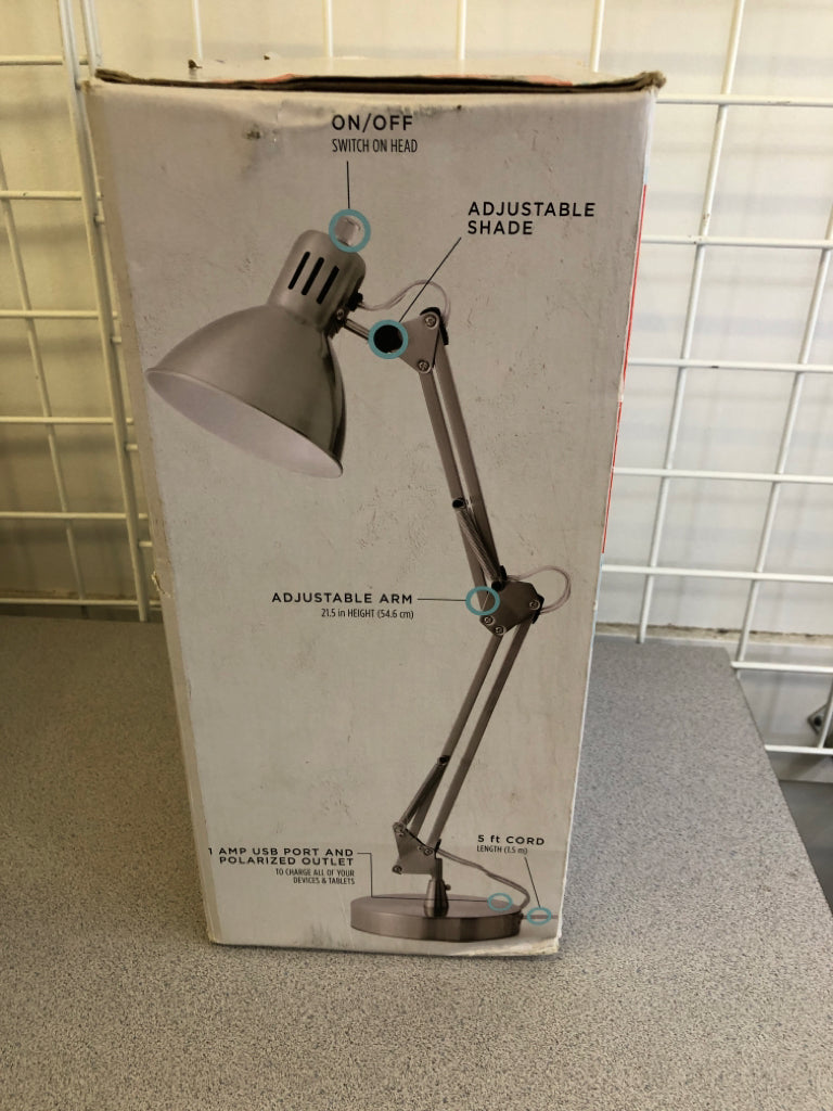 NIB ARCHITECT DESK LAMP W/CHARGING STATION.