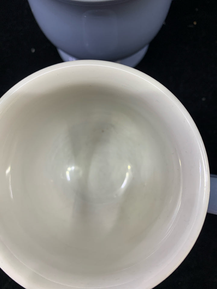 4PC PALE BLUE MUG W/FOOTED BASE.