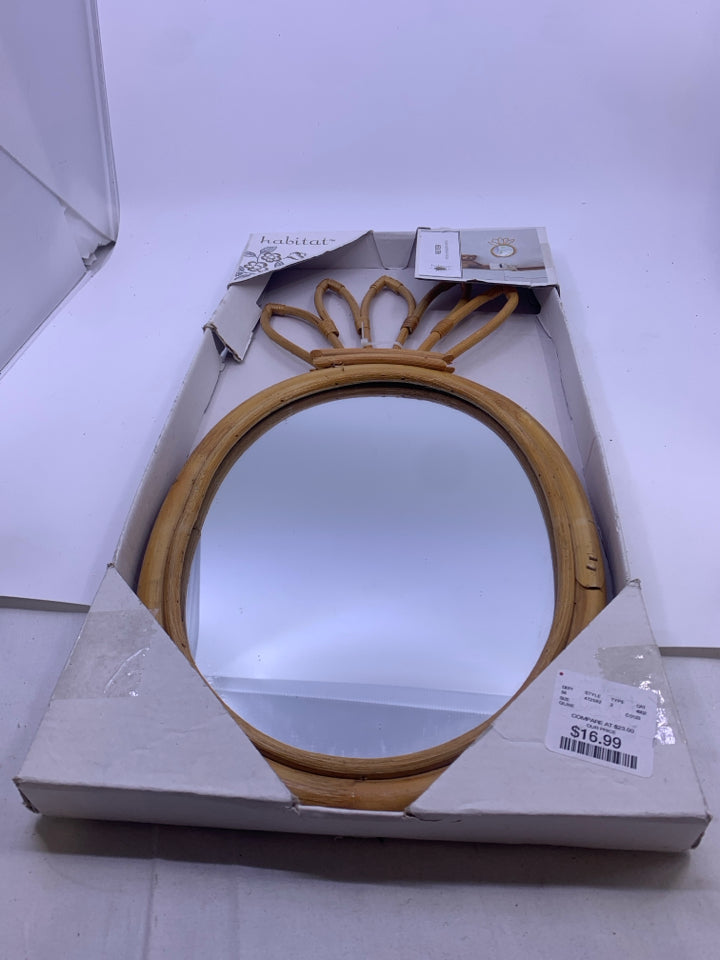 NIB BAMBOO PINEAPPLE MIRROR.