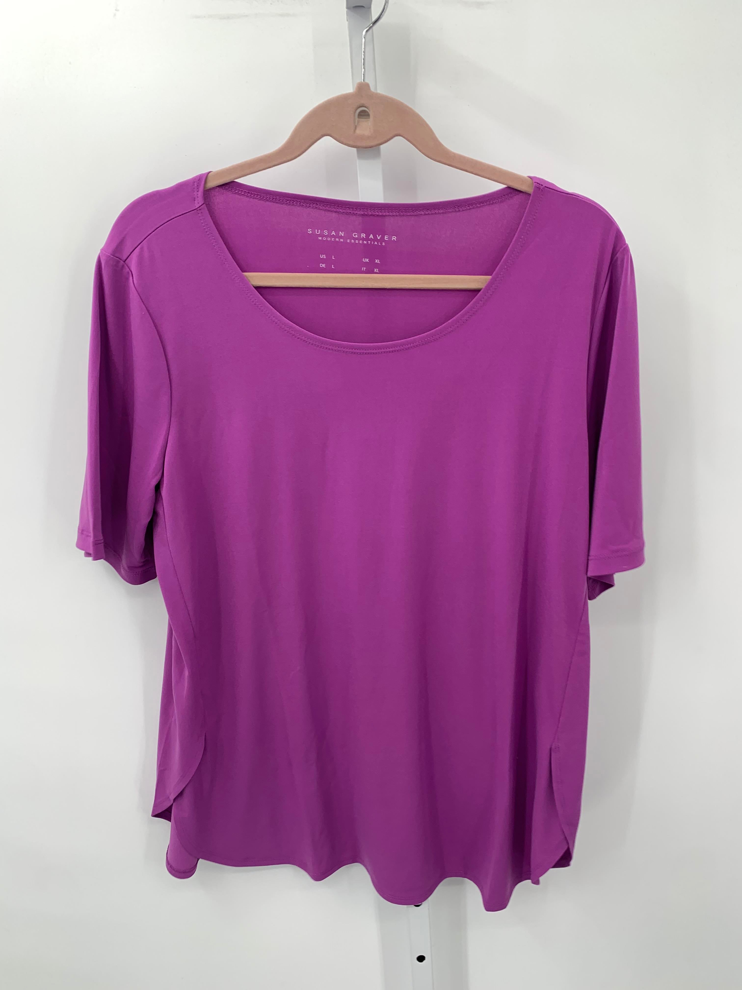 Susan Graver Size Large Misses Short Sleeve Shirt