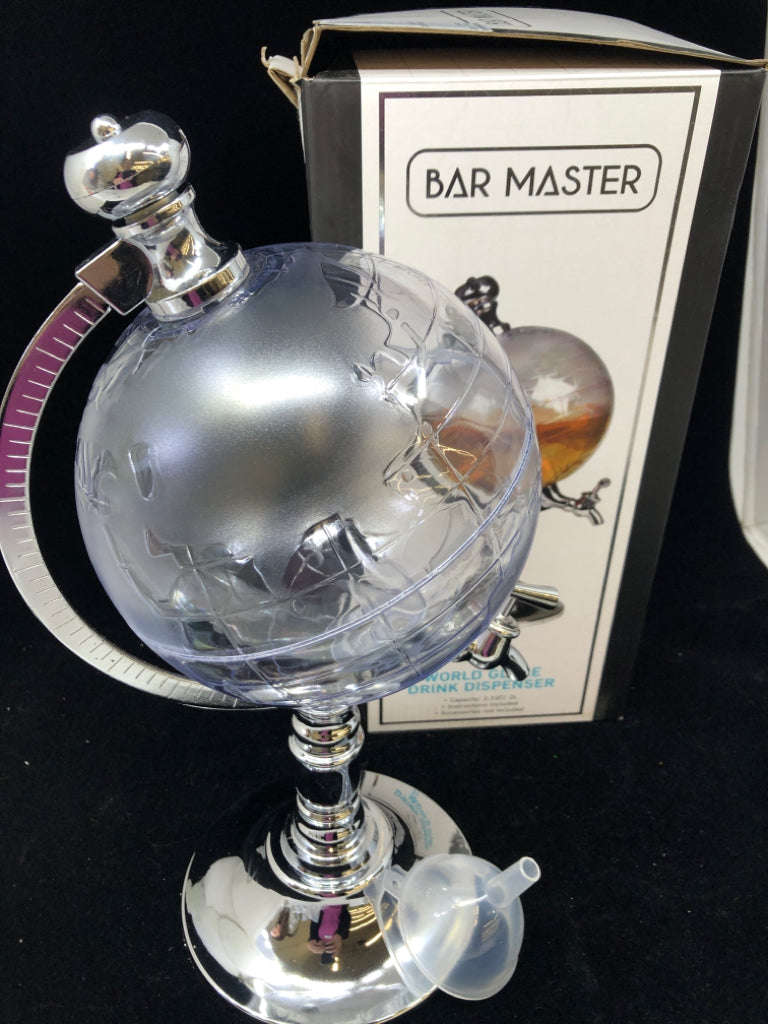 NIB BAR MASTER WORLD GLOBE DRINK DISPENSER.