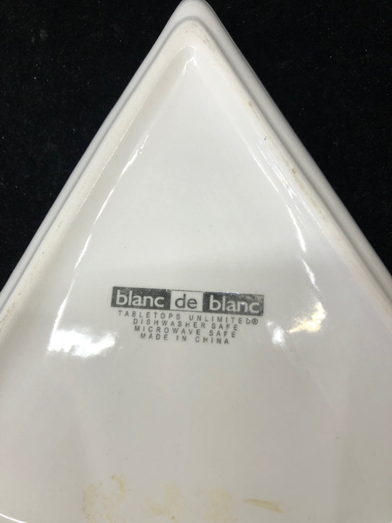 4 BLANC DE BLANC PIZZA SHAPED PLATES.