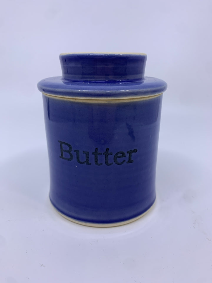 BLUE CERAMIC BUTTER BELL.