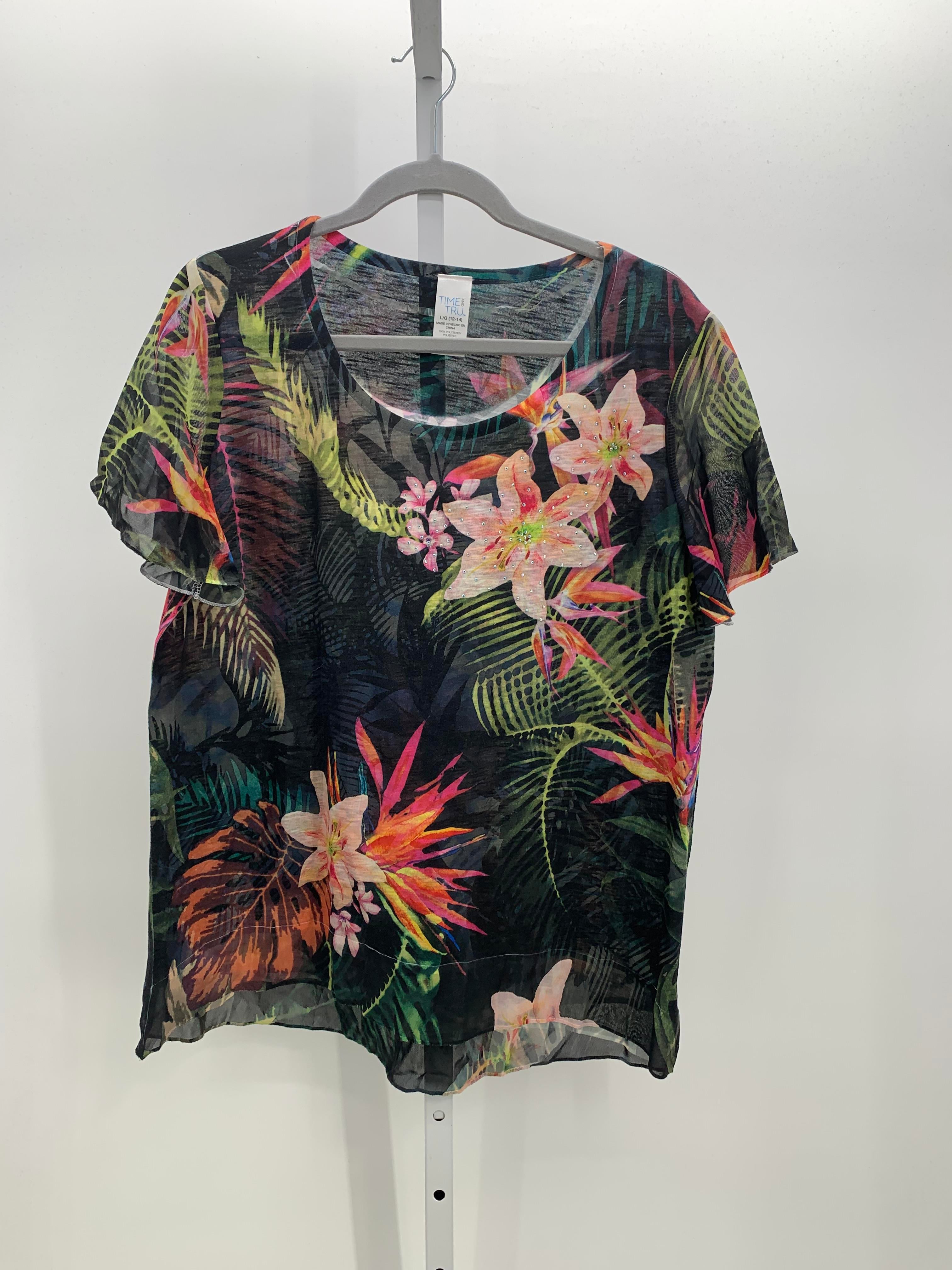 Time and Tru Size Large Misses Short Sleeve Shirt