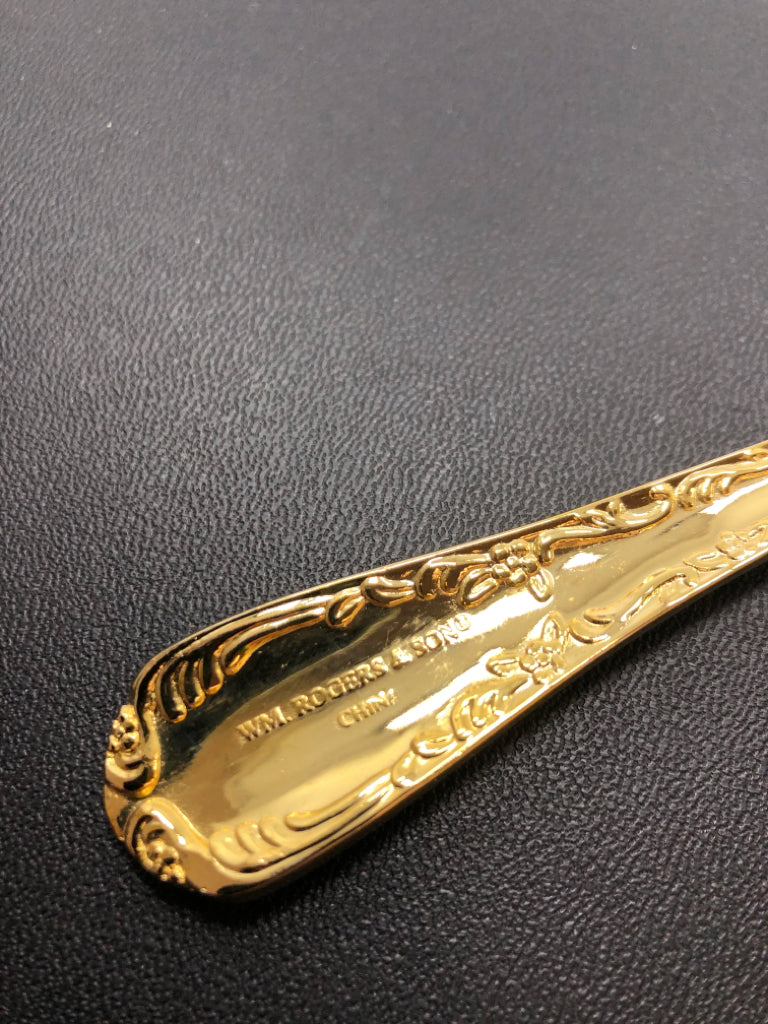 GOLD-PLATED SERV-12 FLATWARE- ROYAL PLUME IN CASE.