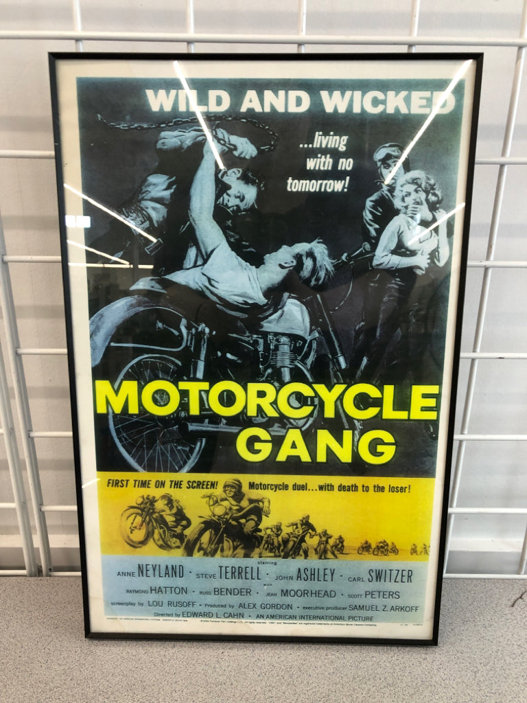 MOTORCYCLE GANG FRAMED PRINT.