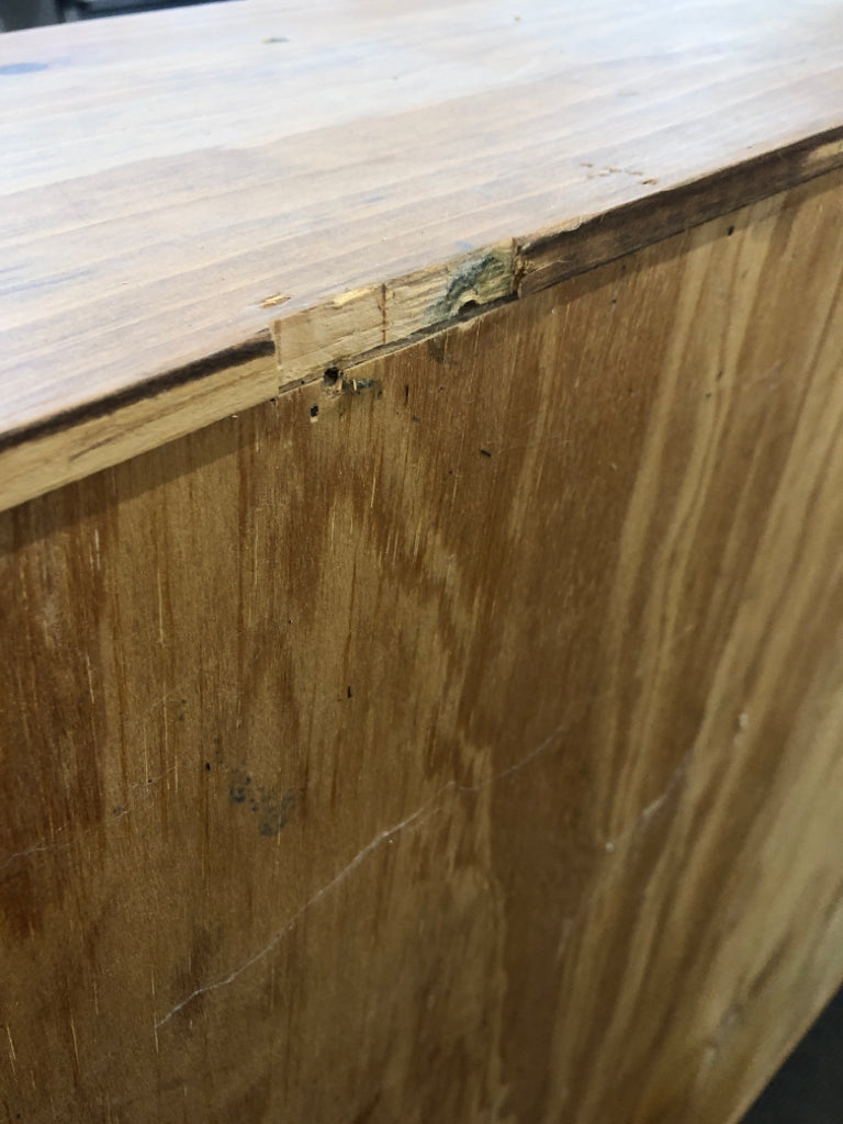 LIGHT WOOD 3-SHELF WALL HUTCH.