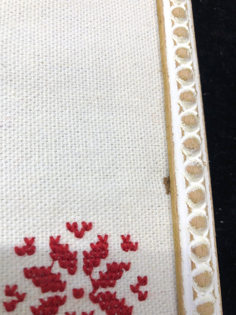 EMBROIDERED NOEL WHITE WASHED WALL DECOR.