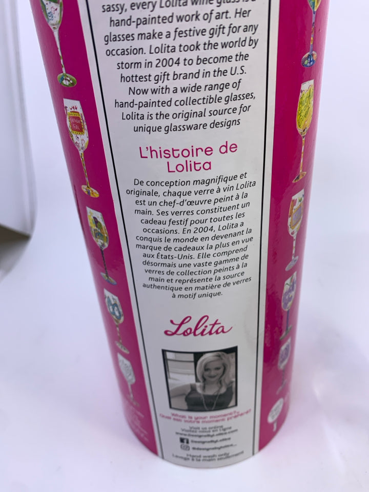 LOLITA 30TH BDAY WINE GLASS W/BOX.