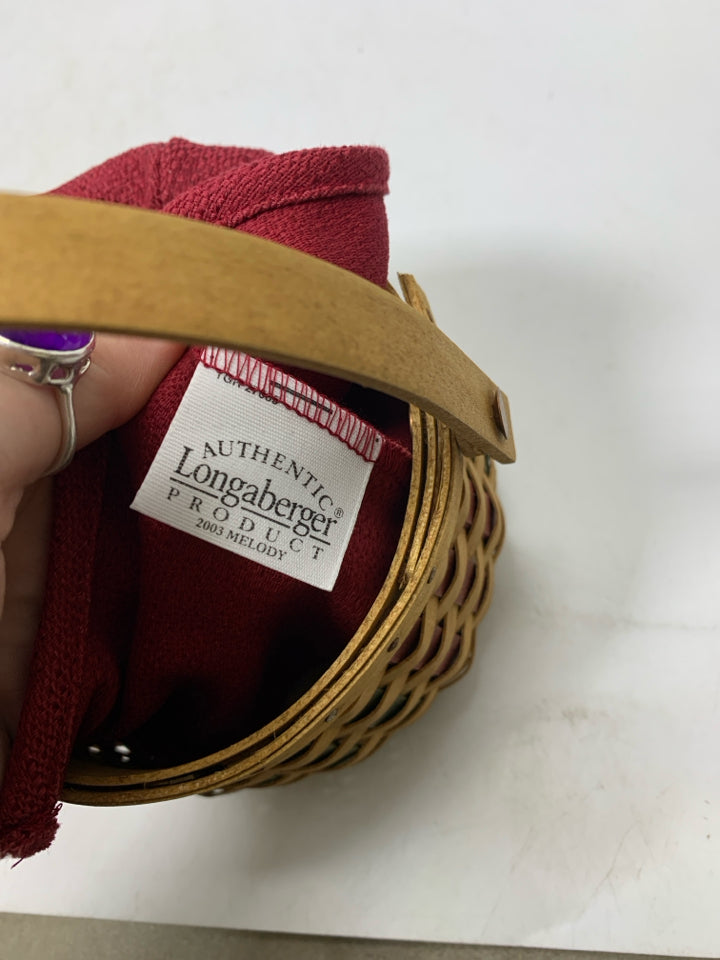 LONGABERGER MELODY TREE TRIMMING BASKET W/ LINER & TIE-ON 2003.
