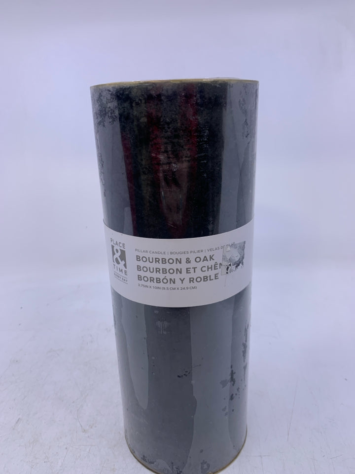 NIP LARGE BOURBON & OAK PILLAR CANDLE.