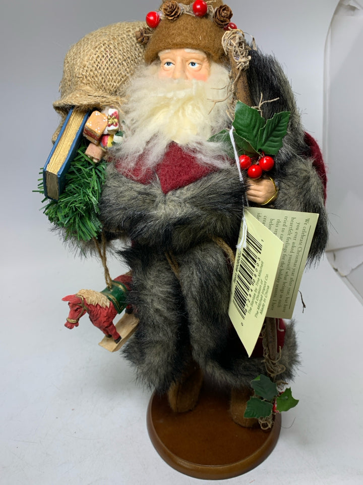LARGE SANTA LARGE COAT HOLDING SACK/WALKING STICK W/ TAG TINA MITCHEL.