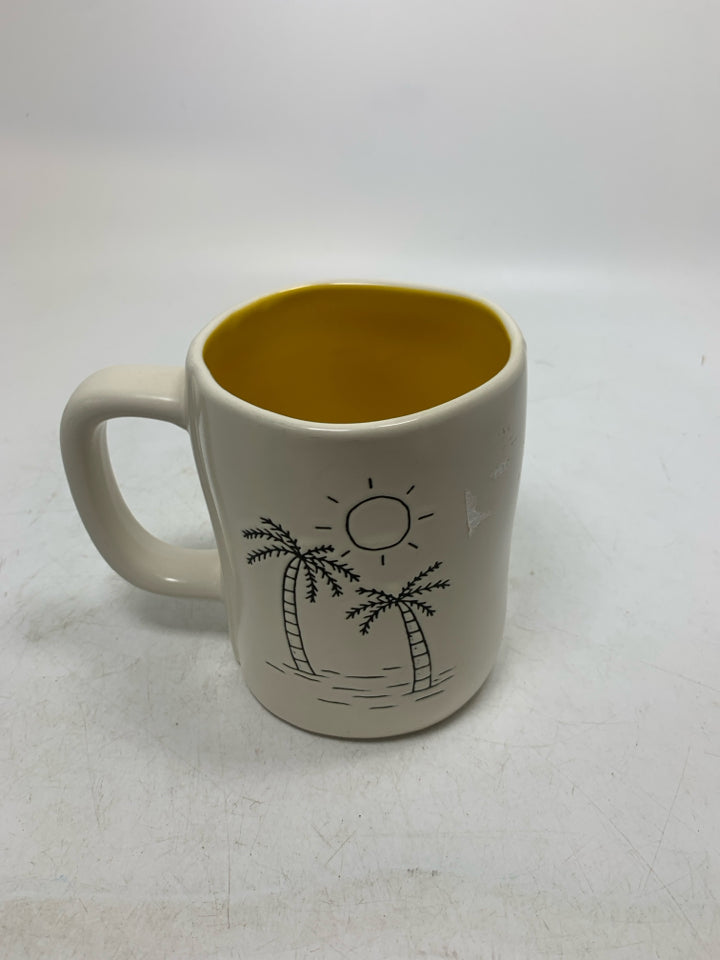 LA YELLOW INTERIOR W/ PALM TREES MUG.