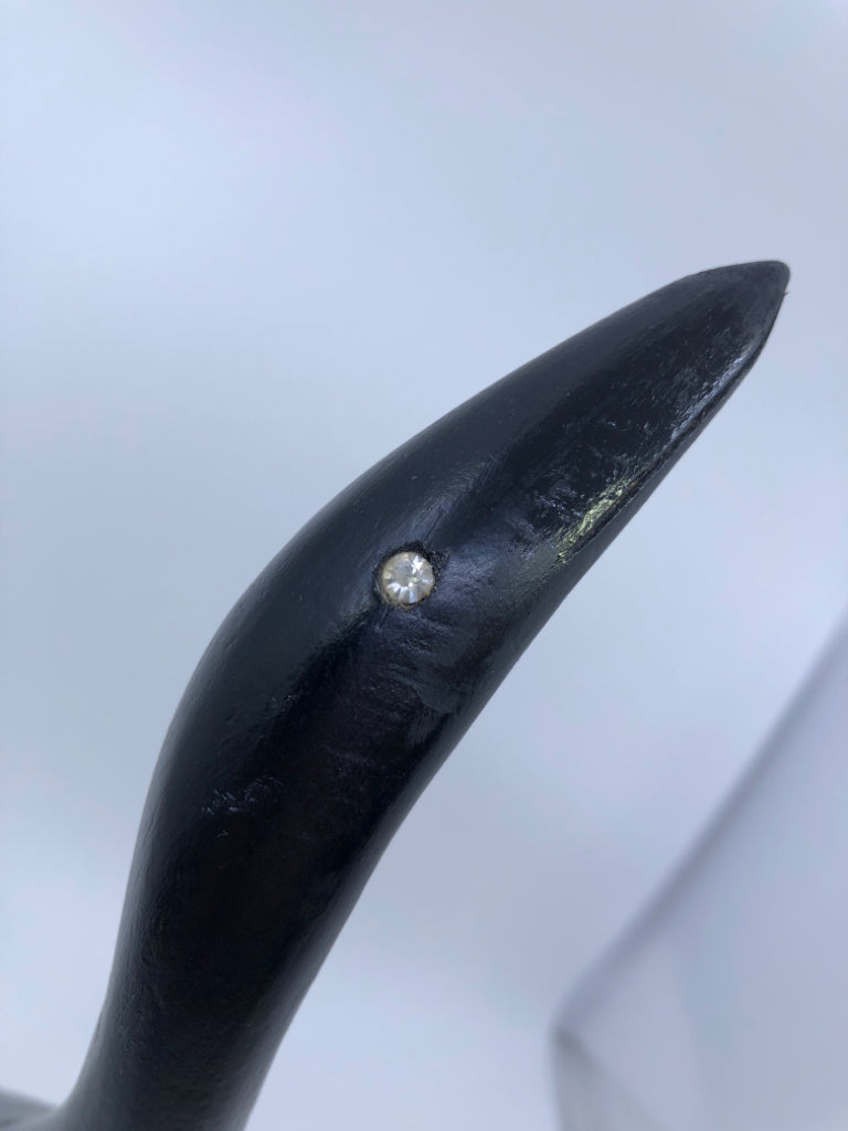 BLACK CARVED BIRD W JEWEL EYE.