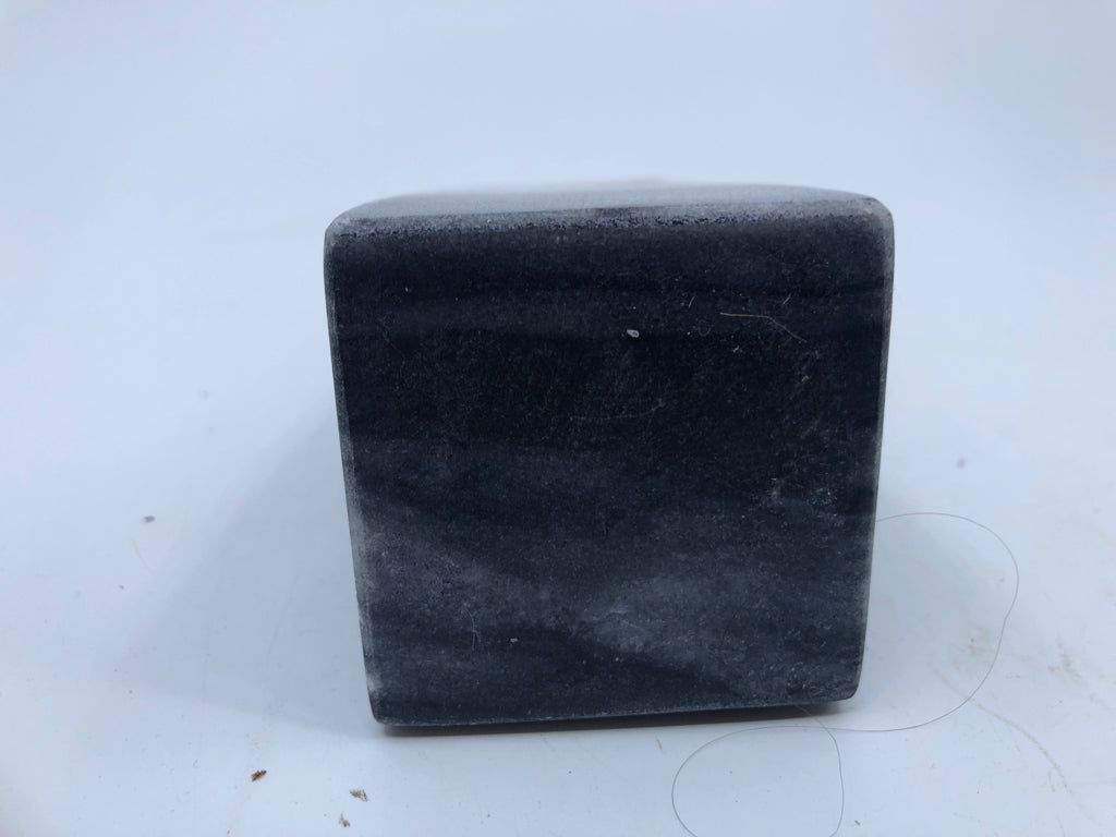 HEAVY BLACK MARBLE WOOD TOP CANDLE HOLDER.